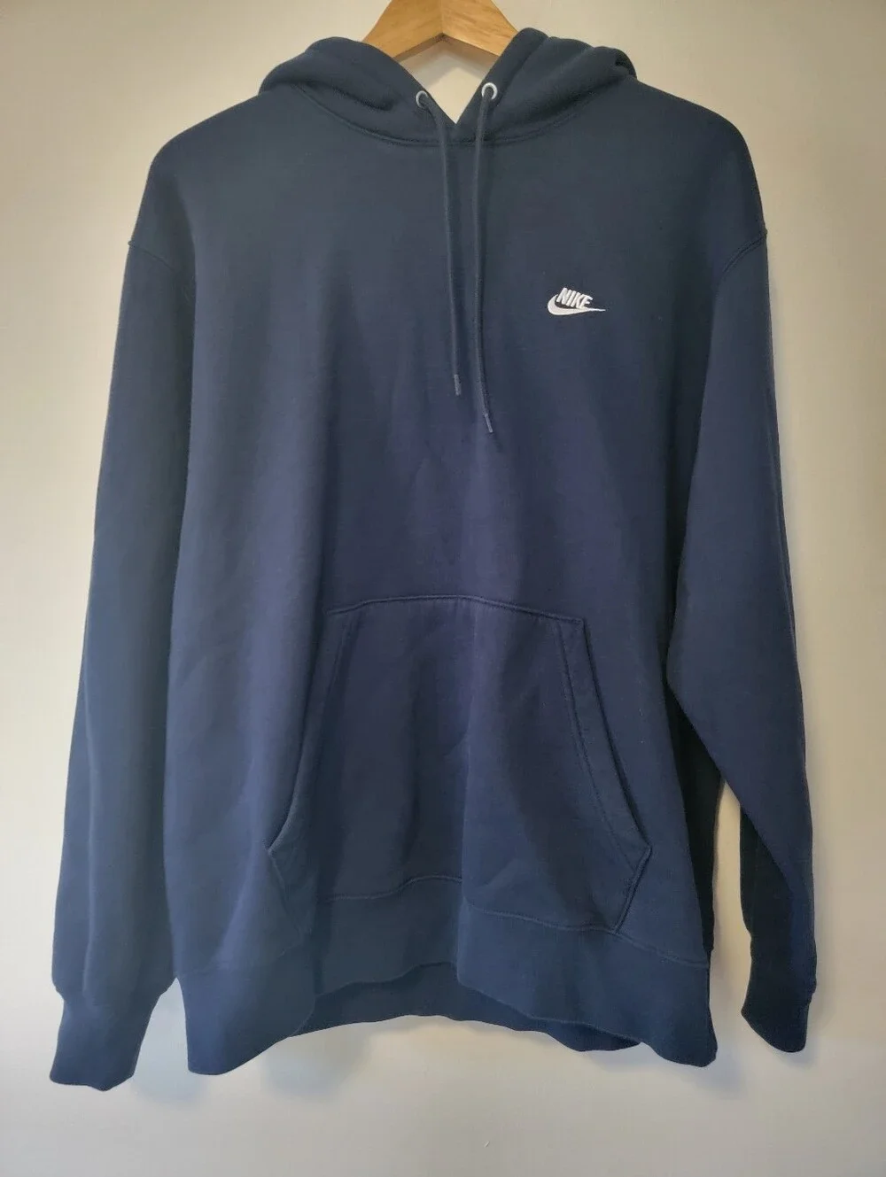 Nike Navy Blue Pullover Hoodie with Small Swoosh